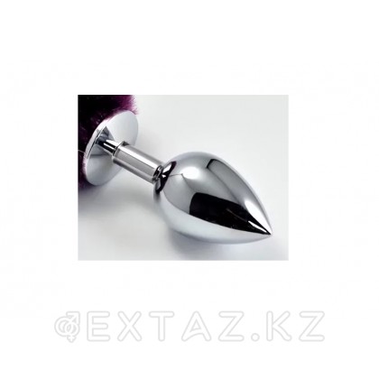 Серебряный анальный плаг с фиолетовым хвостиком от sex shop Extaz фото 3