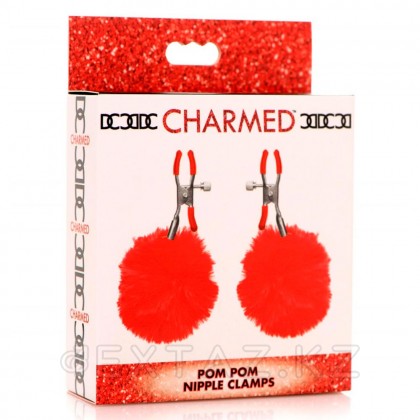Зажимы для сосков Charmed Pom Pom Nipple Clamp, красный, 11.4 см от sex shop Extaz фото 3