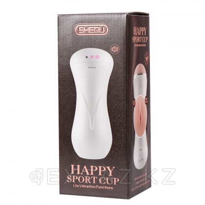 Реалистичный мастурбатор в тубе Happy Cup со стонами и вибрацией от sex shop Extaz фото 12