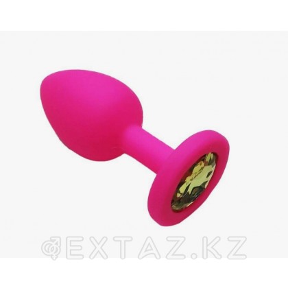 Анальная пробка из розового силикона с жёлтым кристаллом (размер S) от sex shop Extaz фото 2