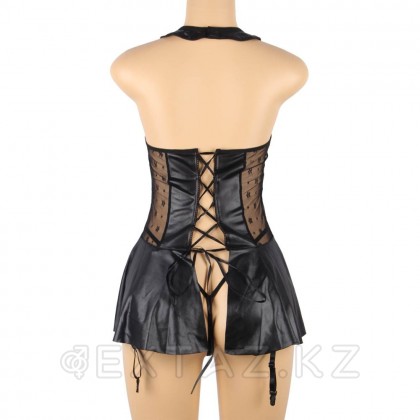 Кожаное платье со шнуровкой и юбкой-воланом Ohyeah +стринги, XL-2XL от sex shop Extaz фото 4