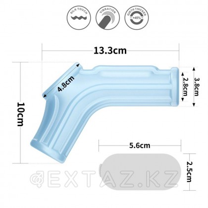 Насадка на пенис с вибрацией с рукавом для мошонки Ridge Knights Ring голубая (13,3*2,8) от sex shop Extaz фото 2