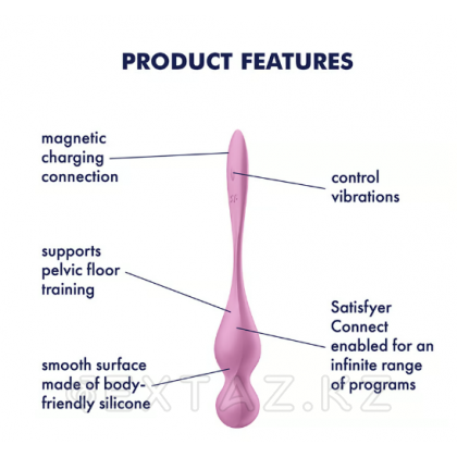 Тренажер для интимных мышц с вибрацией Satisfyer Love Birds 1 розовый (Connect App) от sex shop Extaz фото 7