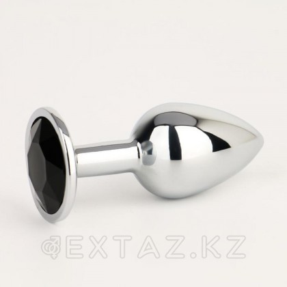 Анальная пробка, серебряная, с чёрным кристаллом от sex shop Extaz фото 3