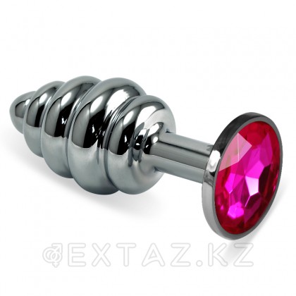Металлический плаг с кристаллом, тёмно розовый от sex shop Extaz
