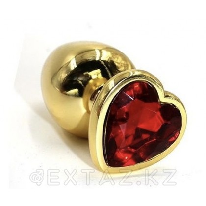 Золотая пробка с красным кристаллом в форме сердца от sex shop Extaz фото 3