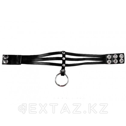 Short Чокер из экокожи с двумя кольцами, 32-38 см от sex shop Extaz