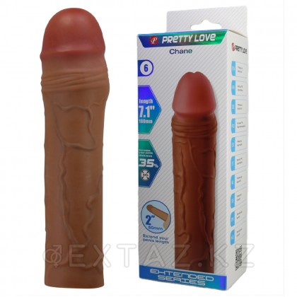 Реалистичная насадка на пенис Chane, коричневый, 18 см от sex shop Extaz фото 9