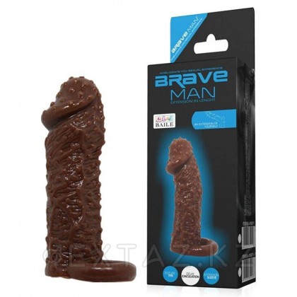 Насадка на пенис с кольцом для мошонки Brave Man (13×4 см) от sex shop Extaz