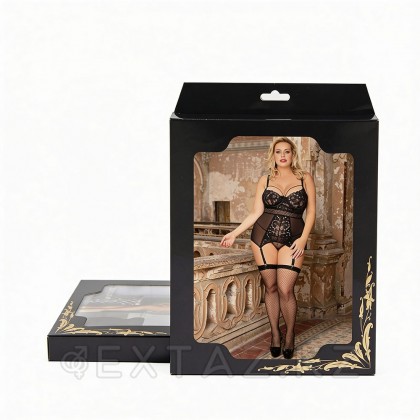 Прозрачный бэби-долл с кружевными вставками и подвязками, 3XL-4XL от sex shop Extaz фото 2