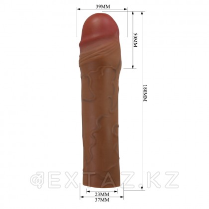 Реалистичная насадка на пенис Chane, коричневый, 18 см от sex shop Extaz фото 2