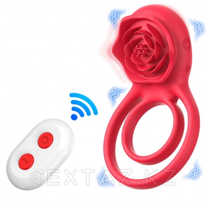 Двойное эрекционное кольцо с вибрацией и стимулятором клитора Rose от sex shop Extaz фото 11
