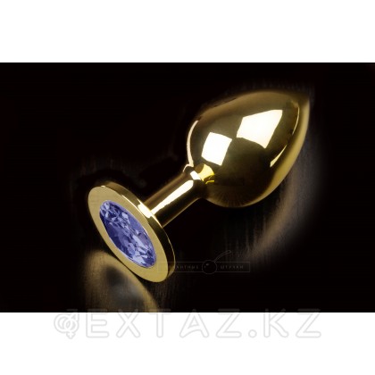 Большая тяжелая  300 г. золотая анальная пробка с закругленным кончиком и кристаллом - 9х3.5 см Бриллиант от sex shop Extaz фото 4