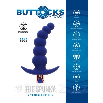 Toy Joy The Spunky Buttplug - анальная виброёлочка с дистанционным управлением, 13.5х3.1 см (синий) от sex shop Extaz фото 5