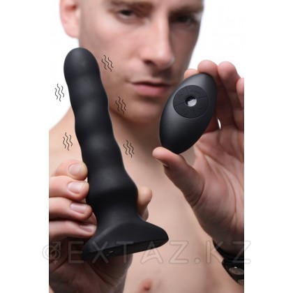 XR Brands Silicone Vibrating & Squirming Plug with Remote Control - Вибромассажер с функцией волн, 19.5х4.5 см Черный от sex shop Extaz фото 5