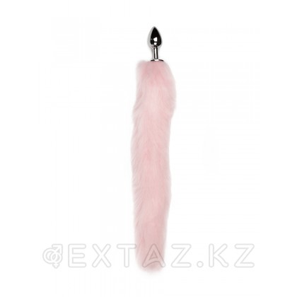 Серебристая анальная пробка с хвостом - Пикантные Штучки, 6 см Розовый от sex shop Extaz фото 2