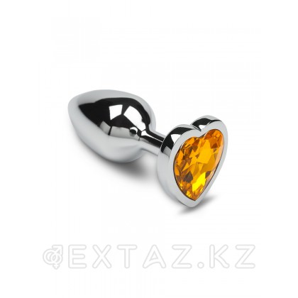 Маленькая анальная пробка с кристаллом в виде сердечка, серебристая - Пикантные Штучки, 6 см Оранжевый от sex shop Extaz фото 8
