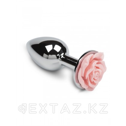 Маленькая анальная пробка с розочкой, серебристая - Пикантные Штучки, 6 см. Розовый от sex shop Extaz фото 6