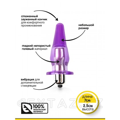 Браззерс - анальная пробка с вибрацией, 7.5х2.5 см. Фиолетовый от sex shop Extaz фото 2