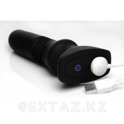 XR Brands Silicone Vibrating & Thrusting Plug with Remote Control - Вибромассажер с фрикциями, 17,1х4.6 см Черный от sex shop Extaz фото 2