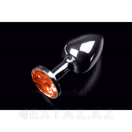 Маленькая серебристая анальная пробка с круглым кончиком и кристаллом - 7х2.5 см Рубиновый от sex shop Extaz фото 9
