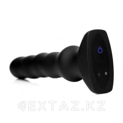 XR Brands Silicone Vibrating & Squirming Plug with Remote Control - Вибромассажер с функцией волн, 19.5х4.5 см Черный от sex shop Extaz фото 2