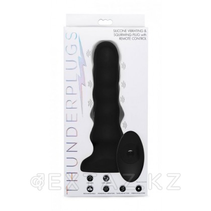 XR Brands Silicone Vibrating & Squirming Plug with Remote Control - Вибромассажер с функцией волн, 19.5х4.5 см Черный от sex shop Extaz фото 6
