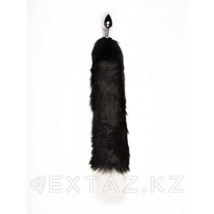 Серебристая анальная пробка с хвостом - Пикантные Штучки, 6 см Черный от sex shop Extaz фото 6