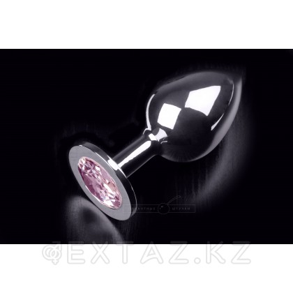 Большая серебристая анальная пробка с круглым кончиком и ярким кристаллом - 9 см Фиолетовый от sex shop Extaz фото 9