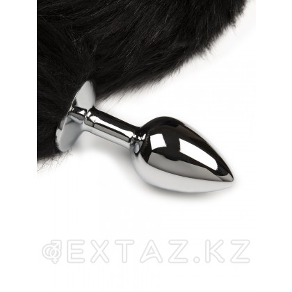 Серебристая анальная пробка с хвостом - Пикантные Штучки, 6 см Черный от sex shop Extaz фото 5