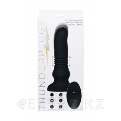XR Brands Silicone Vibrating & Thrusting Plug with Remote Control - Вибромассажер с фрикциями, 17,1х4.6 см Черный от sex shop Extaz фото 5