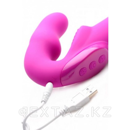 Женский страпон с вибрацией Evoke Rechargeable Vibrating Silicone Strapless Strap On, 24,7 см Розовый от sex shop Extaz фото 2
