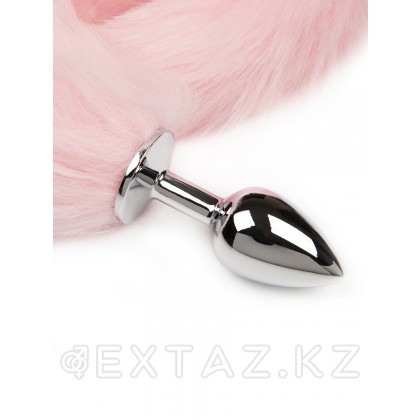 Серебристая анальная пробка с хвостом - Пикантные Штучки, 6 см Розовый от sex shop Extaz фото 3