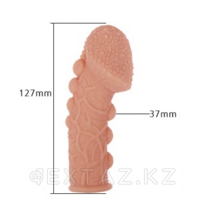 Насадка на член со стимулирующим рельефом Kokos Extreme Sleeve 009 размер M, 12.7 см Телесный от sex shop Extaz фото 8