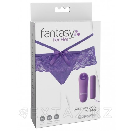 Вибропуля на пульте ДУ и трусики Fantasy For Her Crotchless Panty - Pipedream Фиолетовый от sex shop Extaz фото 3