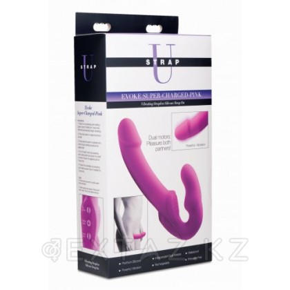 Женский страпон с вибрацией Evoke Rechargeable Vibrating Silicone Strapless Strap On, 24,7 см Розовый от sex shop Extaz фото 4