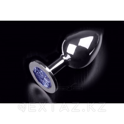 Большая серебристая анальная пробка с круглым кончиком и ярким кристаллом - 9 см Фиолетовый от sex shop Extaz фото 11
