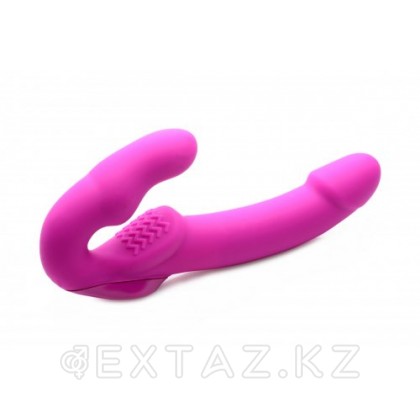 Женский страпон с вибрацией Evoke Rechargeable Vibrating Silicone Strapless Strap On, 24,7 см Розовый от sex shop Extaz фото 5