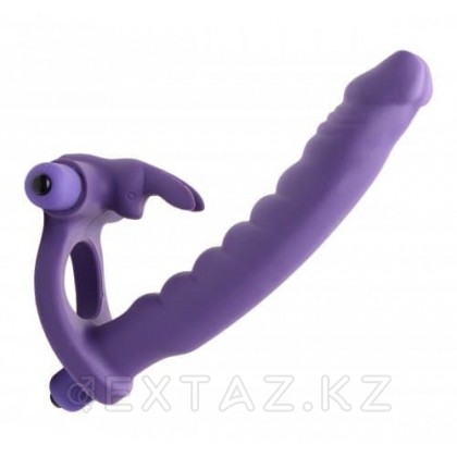 Силиконовый страпон с виброкольцом Double Delight, 16.5 см - Frisky (фиолетовый) от sex shop Extaz