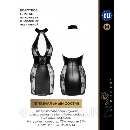 Noir Handmade - Короткое платье из кружева со вставками Powerwetlook и корсетной окантовкой, М (черный) от sex shop Extaz фото 5