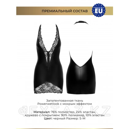 Noir Handmade Powerwetlook mini-dress - эротическое мини-платье с кружевной отделкой, S (чёрный) от sex shop Extaz фото 5