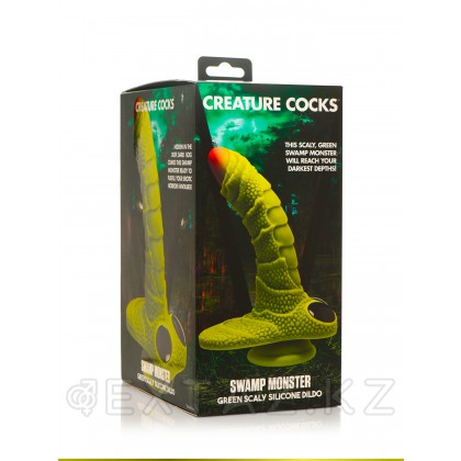 Creature Cocks Swamp Monster Green Scaly Silicone Dildo - фантазийный фаллоимитатор, 23.9х5 см от sex shop Extaz фото 10