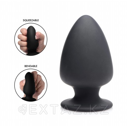 Squeeze-It Silicone Anal Plug Medium - мягкая гибкая анальная пробка, M 11х6.4 см (чёрный) от sex shop Extaz фото 2