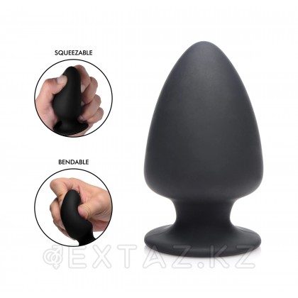 Squeeze-It Silicone Anal Plug Small - мягкая гибкая анальная пробка, S 9х5.1 см (чёрный) от sex shop Extaz фото 2