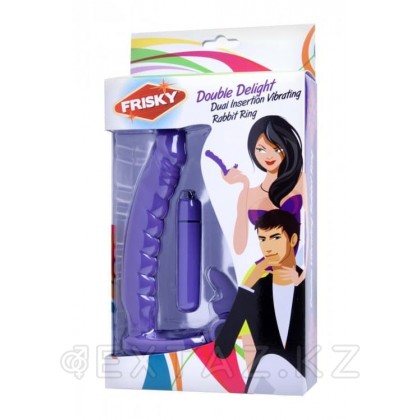 Силиконовый страпон с виброкольцом Double Delight, 16.5 см - Frisky (фиолетовый) от sex shop Extaz фото 2