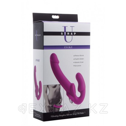 Безремневой вибро страпон Evoke Vibrating Strapless Silicone Strap-on Dildo, 24 см Фиолетовый от sex shop Extaz фото 2