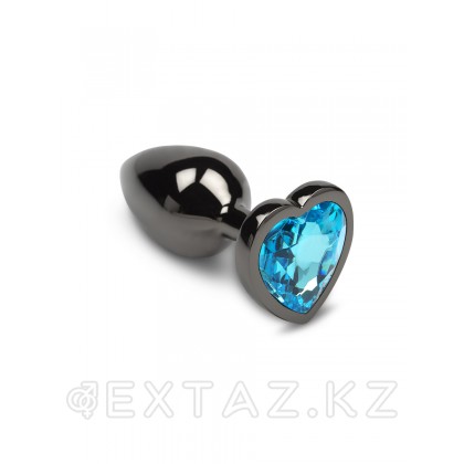Анальная пробка маленькая с кристаллом в виде сердечка, графитовая - Пикантные Штучки, 6 см Синий от sex shop Extaz