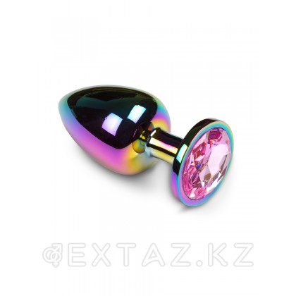 Пикантные штучки - большая яркая анальная пробка с кристаллом, 8х3.5 см Розовый от sex shop Extaz