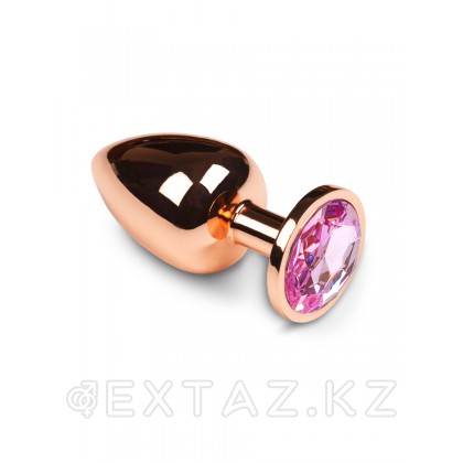 Пикантные штучки - большая золотистая анальная пробка с кристаллом, 8.5х3.5 см Розовый от sex shop Extaz