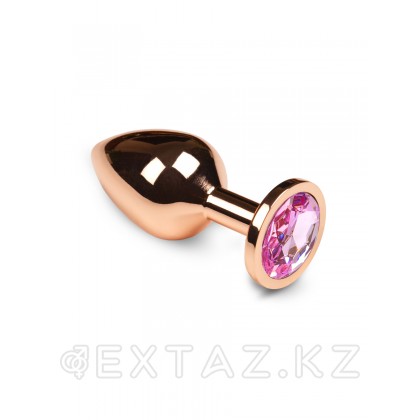 Пикантные штучки - золотая анальная пробка с кристаллом, 7х3 см Розовый от sex shop Extaz